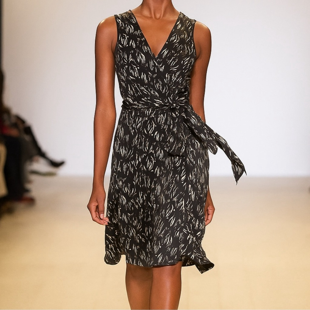 jacob silk Black and Cream Patterned Dress
